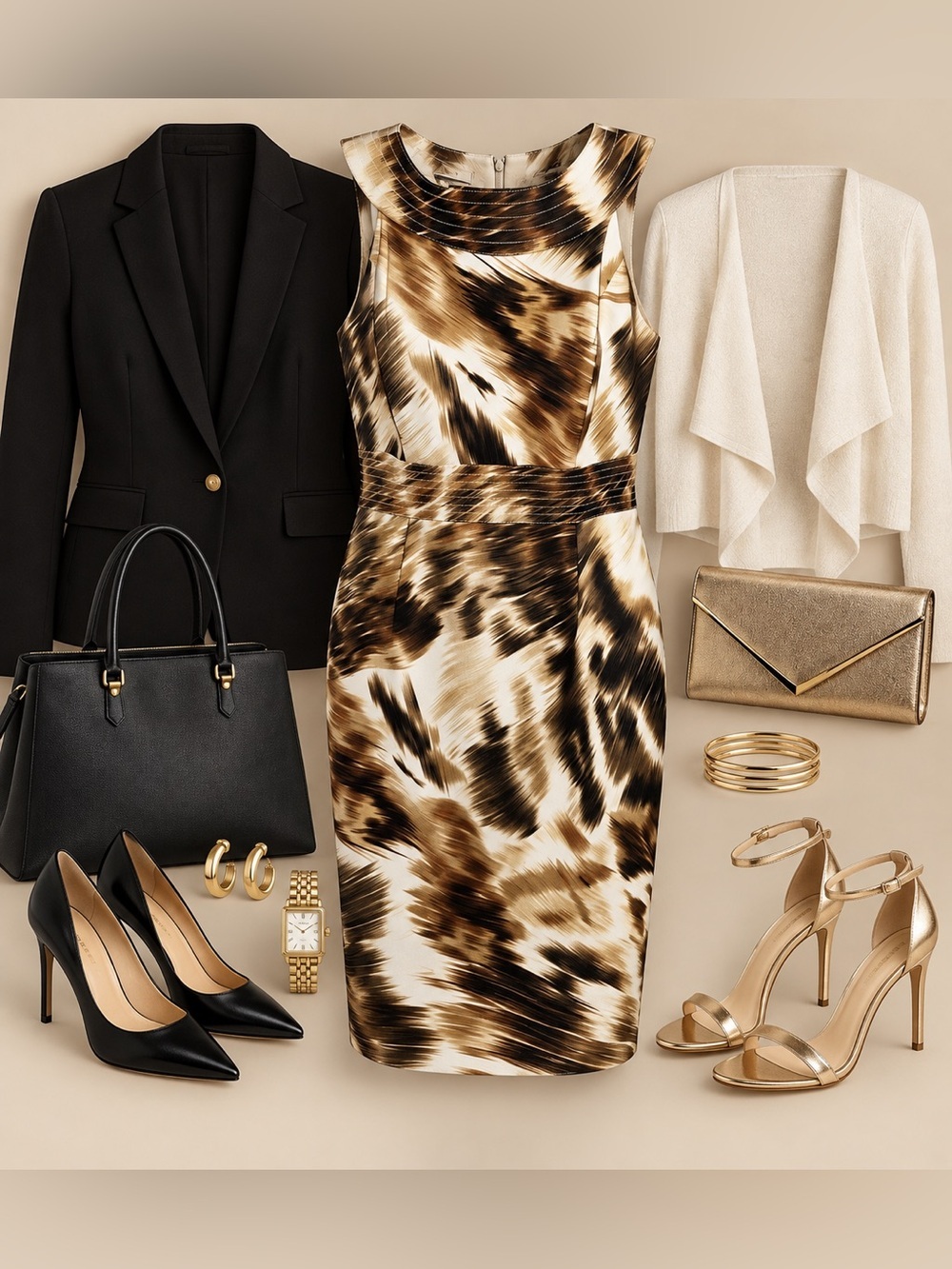 Muse Boston Proper Abstract Cheetah Animal Print Sheath Dress
